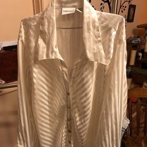 FASHION BUG gorgeous blouse with gold pinstripe